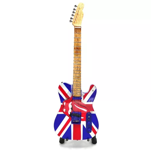 Miniatură chitara Indomini MGT-2301B, Rolling Stones UK&Tongue, lemn de mahon, plastic și metal, stil clasic