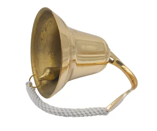 Clopot de navă Giftdeco HB4/10, alamă aurie, diametru 25 cm, cu frânghie