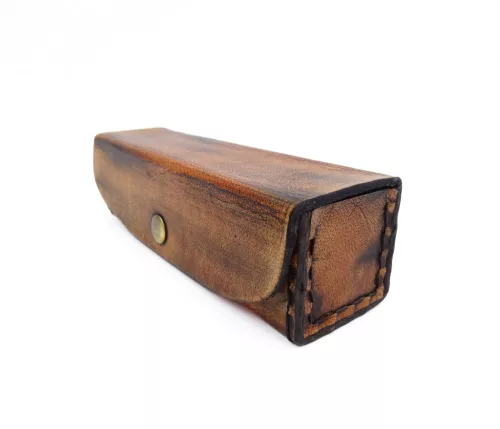 Caleidoscop retro Giftdeco NC1300GF, alamă, sticlă și piele, 4 x 4 x 14,5 cm, stil retro, vintage