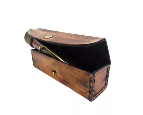 Caleidoscop retro Giftdeco NC1300GF, alamă, sticlă și piele, 4 x 4 x 14,5 cm, stil retro, vintage