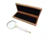 Lupă Giftdeco NC2684, alamă, sticlă, metal și lemn, lungime 20,5 cm, diametru 7,5 cm