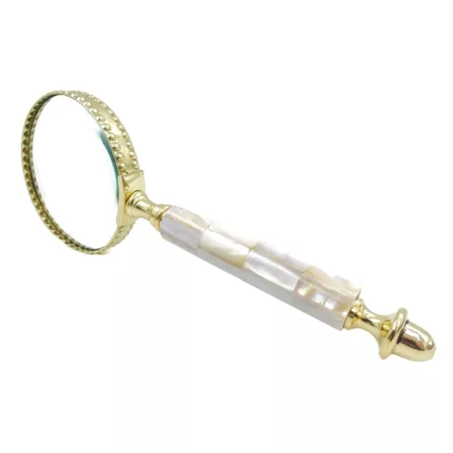 Lupă Giftdeco NC2684, alamă, sticlă, metal și lemn, lungime 20,5 cm, diametru 7,5 cm
