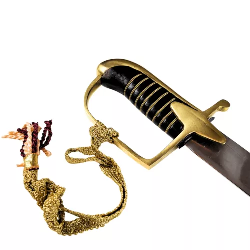 Replică decorativa Giftdeco, alamă, piele, oțel, metal și lemn, lungime 95 cm