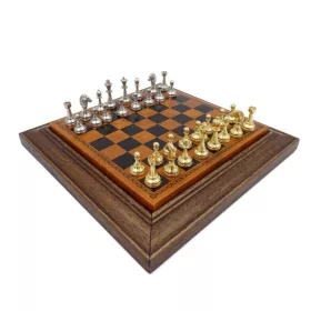   Set sah Italfama N300, piele, metal și lemn, înălțime 2,5 cm, stil modern, clasic