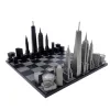 Set sah Skyline Chess, inox și lemn