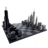 Set sah Skyline Chess, inox și lemn