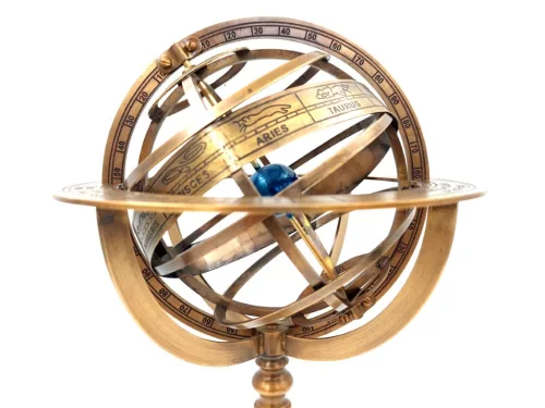 Astrolab decorativ Giftdeco GLB-0020, alamă, înălțime 39 cm