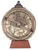 Astrolab decorativ Hemisferium H34, alamă și lemn, înălțime 24,5 cm, lățime 20 cm, stil modern, renaștere