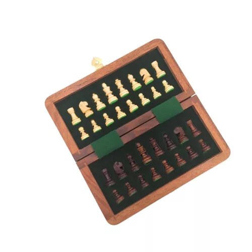 Set sah Giftdeco G201Z, alamă și lemn, înălțime 3 cm