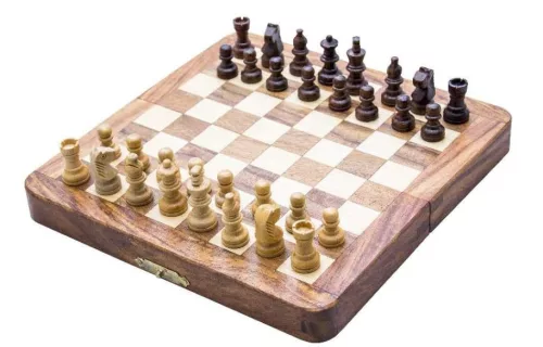 Set sah Giftdeco G201Z, alamă și lemn, înălțime 3 cm