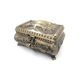   Cutie pentru bijuterii Giftdeco 21-20L, metal auriu, 16,8 x 12,2 x 9,2 cm, stil Ludovic
