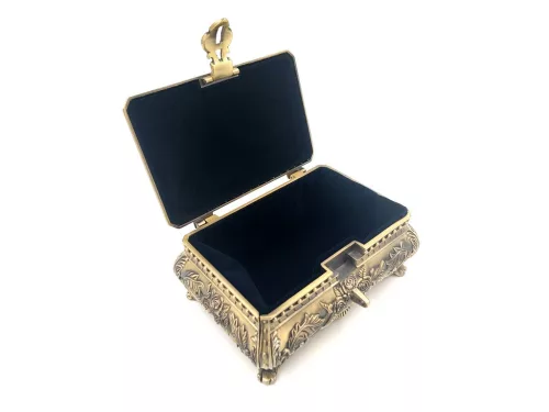 Cutie pentru bijuterii Giftdeco 21-20L, metal auriu, 16,8 x 12,2 x 9,2 cm, stil Ludovic