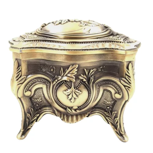 Cutie pentru bijuterii Giftdeco, metal, 10,8 x 7,7 x 9,2 cm, stil retro, vintage, clasic