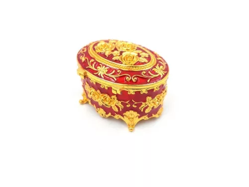 Cutie pentru bijuterii Giftdeco, metal, 9 x 6,5 x 5,5 cm, stil modern