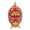 Ou decorativ Giftdeco HRRG tip Fabergé, plastic, roșu și auriu, 7 x 7 x 18 cm