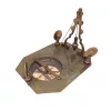 Busolă Giftdeco CSDF337, alamă și lemn, 11,5 x 8,8 x 9,0 cm, stil retro, nautic