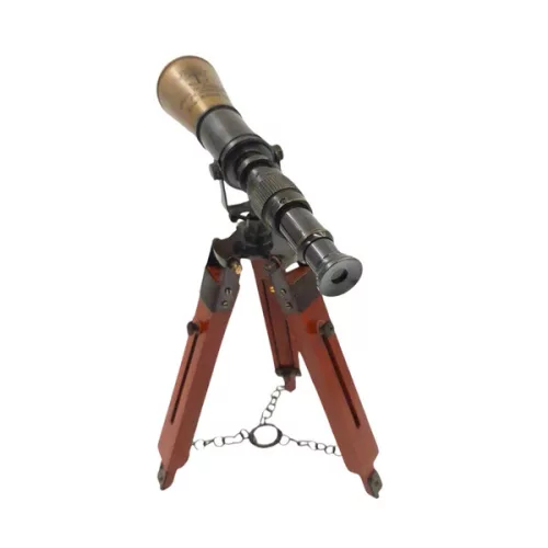 Lunetă decorativă Giftdeco TEL023H din alamă și lemn, înălțime 38 cm