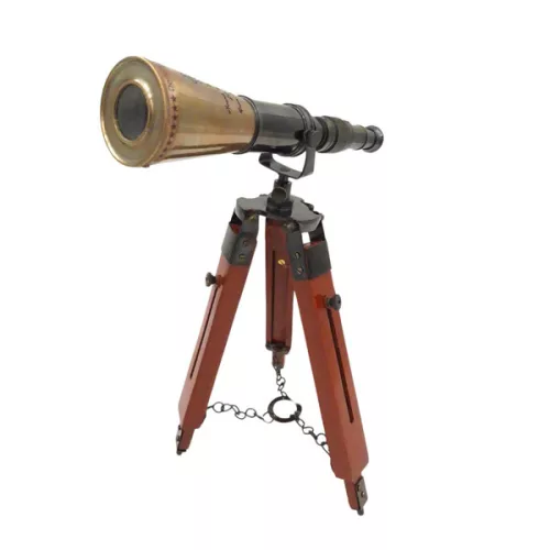 Lunetă decorativă Giftdeco TEL023H din alamă și lemn, înălțime 38 cm