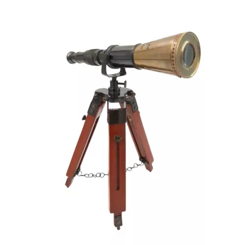 Lunetă decorativă Giftdeco TEL023H din alamă și lemn, înălțime 38 cm