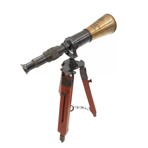 Lunetă decorativă Giftdeco TEL023H din alamă și lemn, înălțime 38 cm