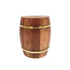 Pușculiță decorativă Giftdeco DNU-002 în formă de butoi, lemn și alamă, 20 cm