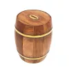 Pușculiță decorativă Giftdeco DNU-002 în formă de butoi, lemn și alamă, 20 cm