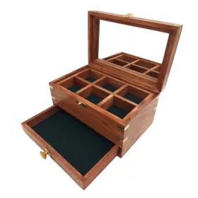   Cutie pentru bijuterii Giftdeco DNU-022, alamă, sticlă și lemn, 21,6 x 14,6 x 10,15 cm