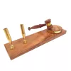 Ciocănel decorativ de birou Giftdeco DNU-023, alamă și lemn, 22,85 x 6,35 x 7,6 cm, stil retro, vintage, colonial