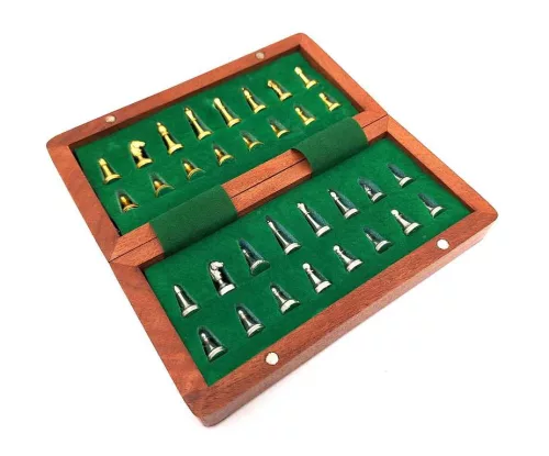 Set sah Giftdeco, alamă și lemn, înălțime 2,8 cm