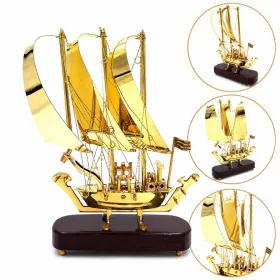   Obiect decorativ Giftdeco N-3615A, alamă și lemn, înălțime 30 cm, stil nautic, modern, clasic