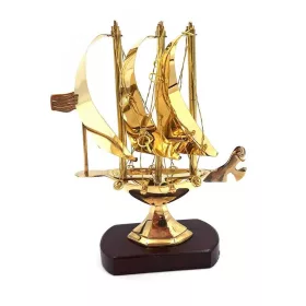  Obiect decorativ Giftdeco N-4450A, alamă și lemn, înălțime 20 cm, stil nautic