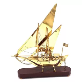   Obiect decorativ Giftdeco N-4453, alamă și lemn, 32 x 8 cm, stil nautic