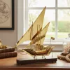 Obiect decorativ Giftdeco N-4453, alamă și lemn, 32 x 8 cm, stil nautic