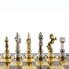Set sah Manopoulos S9BRGS, alamă și lemn, înălțime 8,3 cm, stil renaștere