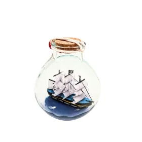   Corabie decorativa in sticla Giftdeco MA2004, 10 x 10 x 11 cm, stil nautic