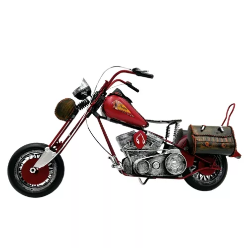 Macheta motocicleta chopper Giftdeco 040SMT, metal rosie, 35,5 cm
