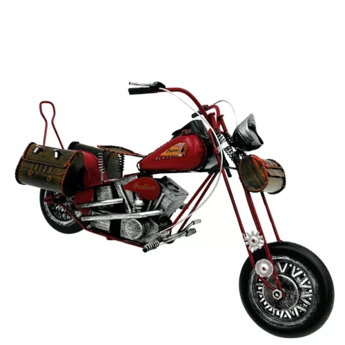 Macheta motocicleta chopper Giftdeco 040SMT, metal rosie, 35,5 cm