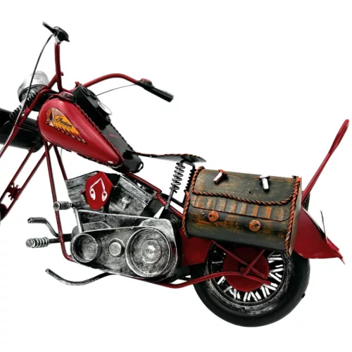 Macheta motocicleta chopper Giftdeco 040SMT, metal rosie, 35,5 cm