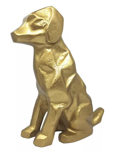 Figurina caine Giftdeco DOG2, aluminiu auriu, 26 x 23 x 8,5 cm