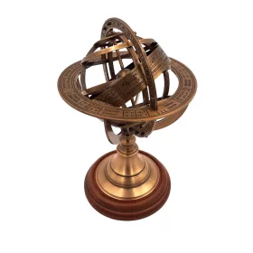   Astrolab decorativ Giftdeco AMG140, alama si lemn, auriu, 21 cm