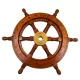Timonă decorativa Giftdeco SW10/12, alamă și lemn, diametru 30 cm, stil retro, nautic