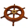 Timonă decorativa Giftdeco SW10/12, alamă și lemn, diametru 30 cm, stil retro, nautic