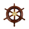Timonă decorativa Giftdeco SW10/12, alamă și lemn, diametru 30 cm, stil retro, nautic