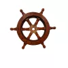 Timonă decorativa Giftdeco SW10/12, alamă și lemn, diametru 30 cm, stil retro, nautic