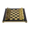 Set sah Manopoulos S12CBLU, alamă și lemn, 44 x 44 cm, stil renaștere