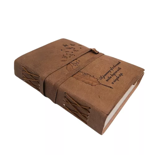 Jurnal Giftdeco AH04, piele de bivol, inscriptie motivanta, 200 pagini, 18 x 13 cm, stil vintage
