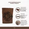 Jurnal Giftdeco AH05, piele de capra si metal, soare si luna, 200 pagini, 18 x 13 cm, stil vintage