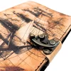 Jurnal Giftdeco AH11, piele de capra, velier, 200 pagini, 18 x 13 cm, stil retro nautic