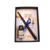 Set de caligrafie Giftdeco 5422 cu doua penite, calimara si cutie cadou, 12,5 x 8,5 x 3 cm