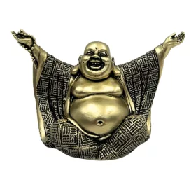   Figurină Buddha vesel Giftdeco 4406FJH, rășină, auriu-negru, 17,1 x 8,6 x 11,6 cm